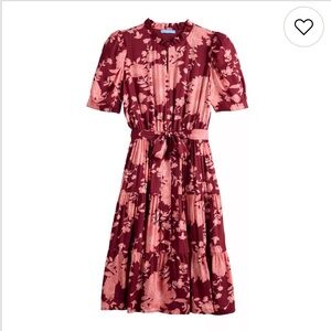 Draper James RSVP Burgundy and Pink Floral Tie Waist Dress 2X